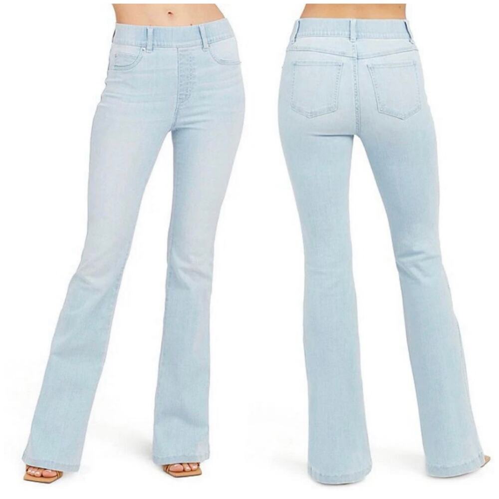 Spanx | Women | Light Wash Flare Leg High Rise Denim Stretch Pants | XL Tall - Picture 13 of 14
